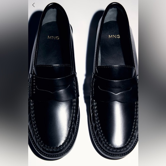 Mango black leather loafers 38 New - Picture 4 of 8